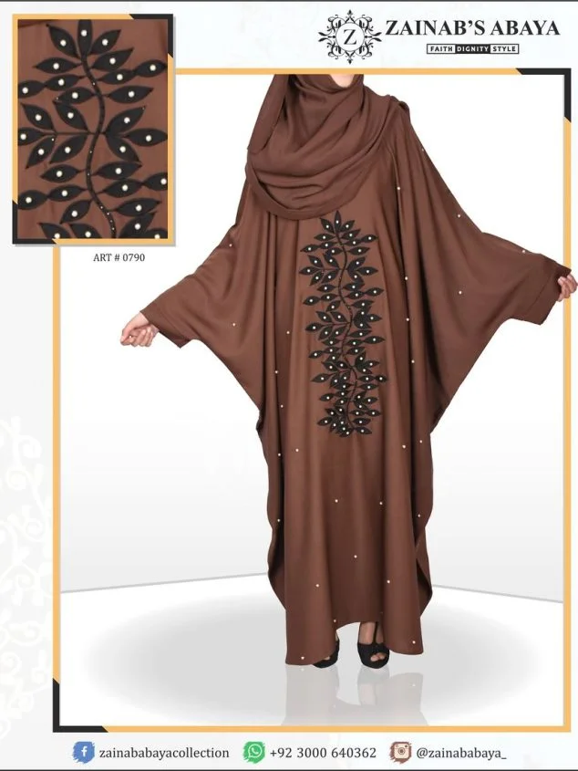 Butterfly Abaya, Kaftan Abaya Color Butterfly Abaya in Nida fabric with embroidery and pearl work on front
