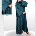 Nida Front Open Gown Abaya with cut work embroidery on sleeves
