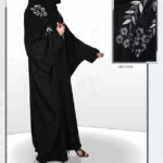 Black Butterfly Abaya in Nida fabric with embroidery