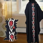 New Black Butterfly Abaya in black fabric with embroidery