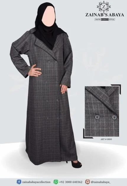 Coat Style Abaya in wool fabric