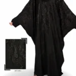 Black Butterfly Abaya in Nida fabric with embroidery