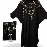 Butterfly Abaya in Nida fabric with embroidery on front