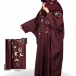 Butterfly Abaya in Nida fabric with embroidery on front
