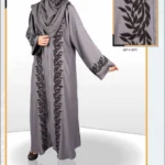 Front Open Abaya in Nida fabric with elegant embroidery