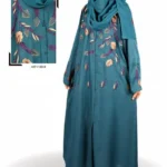 Front Open Gown Abaya with embroidery on front and sleeves cuffs