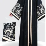 Front Open Gown Abaya in Nida fabric with elegant embroidery