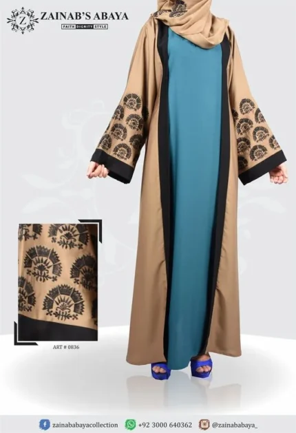 Nida Maxi Abaya with two-color embroidery design