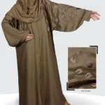 Nida front open gown abaya with full baggy sleeves, offering a stylish and comfortable design.
