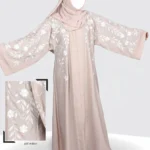 Nida front open gown abaya with a sleek and elegant design, offering a modest and stylish look.