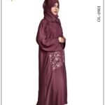 Nida front open abaya with intricate embroidery on the pockets, offering a stylish and modest design.
