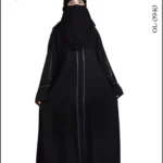 Nida front open gown abaya with intricate embroidery on the front and sleeves, offering a stylish and elegant design