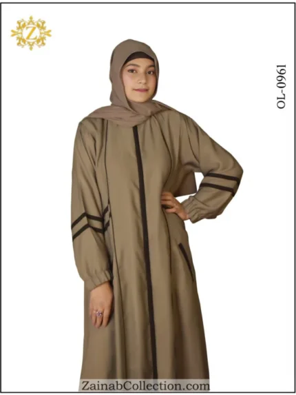 Zainab plain maxi abaya with a simple and elegant design, perfect for a modest and classic look.