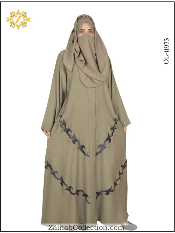 New Zainab Front Open Gown Abaya with front embroidery