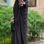 New Nida Butterfly Abaya Hand Made Machine Embroidery On Sleeves – 0443
