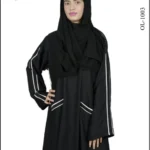 Nida maxi abaya with piping details and bone pockets, offering a stylish and practical design