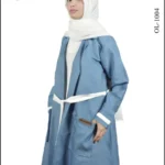 Denim-style double maxi abaya in Nida fabric, combining casual and modest fashion.