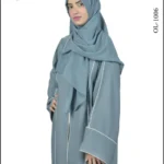 Front open gown abaya in Nida fabric with a sleek and elegant design.