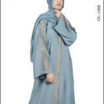 Nida front open gown abaya with elegant embroidery, offering a stylish and modest design.