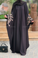New Nida Butterfly Abaya Hand Made Machine Embroidery On Sleeves – 0443 - Image 3