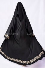 Umbrella Abaya in Nida Korean Fabric with Embroidery at bottom and sleeves borders.