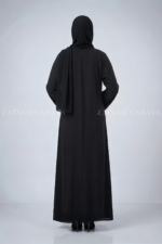Front Open Gown Abaya in Nida fabric with elegant embroidery