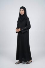 Nida front open gown abaya with a sleek and elegant design, perfect for modern modest fashion.