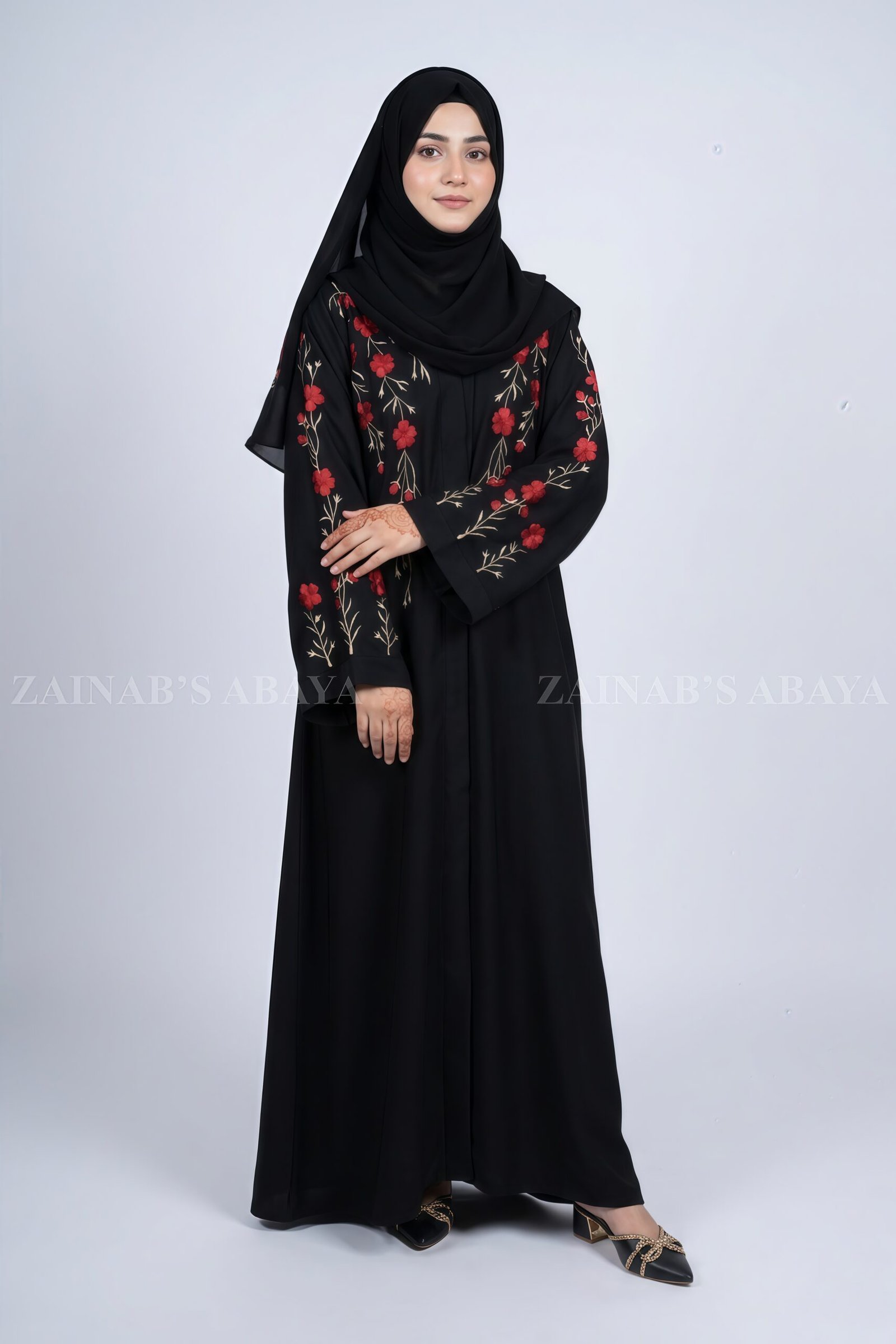 IMG_2720 Nida Front Open Abaya With Embroidery – 0862 - Image 1
