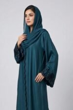 Nida Color Front Open Gown Abaya Embroidery Work On Cuff – 0793 - Image 2