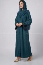 Nida Color Front Open Gown Abaya Embroidery Work On Cuff – 0793 - Image 3