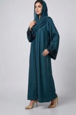 Nida Color Front Open Gown Abaya Embroidery Work On Cuff – 0793