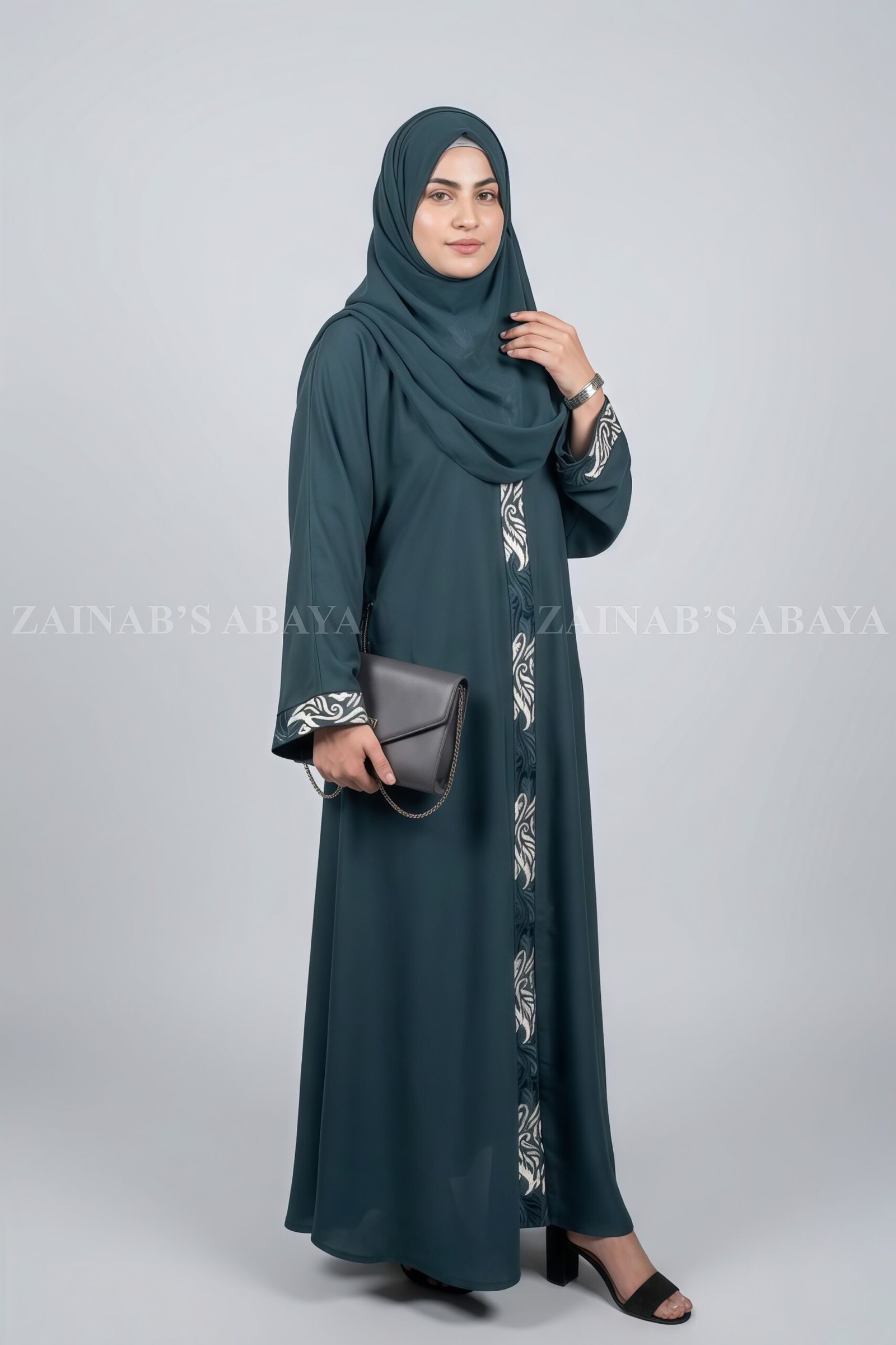 IMG_3869 Nida Front Open Gown Abaya With Embroidery 0992 - Image 1