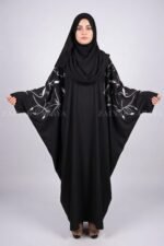 New Nida Black Butterfly Abaya with Embroidery On Sleeves – 0812 - Image 3