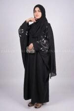 New Nida Black Butterfly Abaya with Embroidery On Sleeves – 0812 - Image 4
