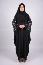 New Nida Black Butterfly Abaya with Embroidery On Sleeves – 0812