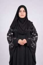 New Nida Black Butterfly Abaya with Embroidery On Sleeves – 0812 - Image 2