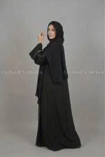 Front Open Abaya in Black Color with a matchings scarf