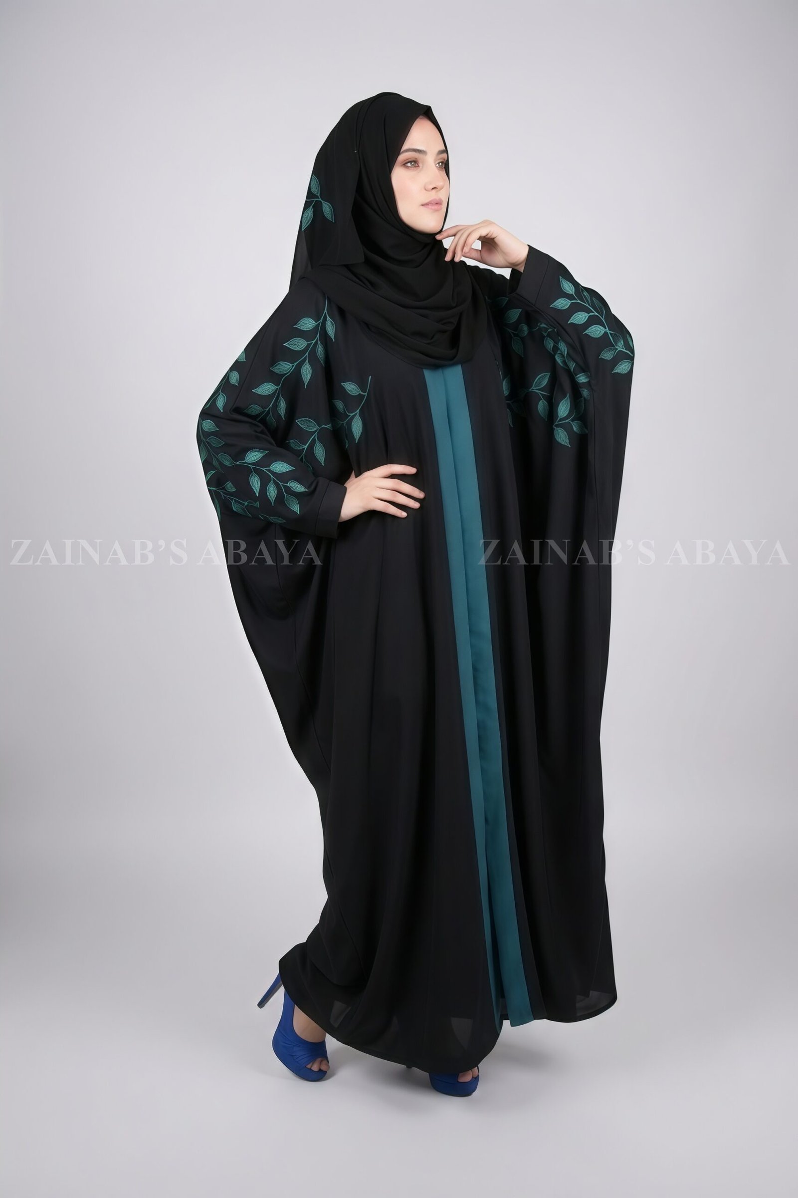 IMG_4845 New Nida Front Open Kaftan Abaya with Embroidery 0842 - Image 1