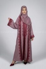 Embroidered Double Gown Abaya with a matching scarf