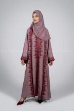 Embroidered Double Gown Abaya with a matching scarf