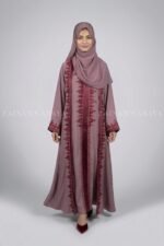 Embroidered Double Gown Abaya with a matching scarf