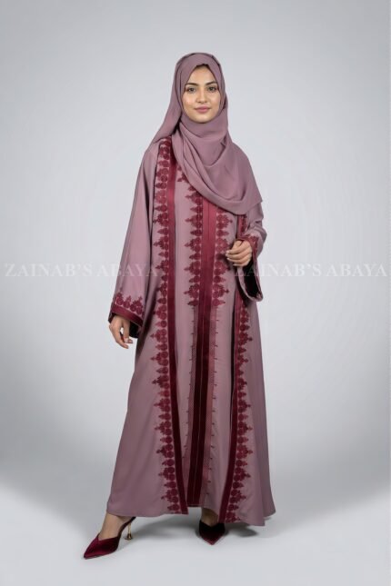 Embrodierd Double Gown Abaya with a matching scarf
