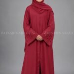 Nida Front Open Gown Abaya with a matching scarf