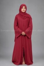 Nida Front Open Gown Abaya with a matching scarf