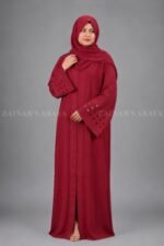 Nida Front Open Gown Abaya with a matching scarf