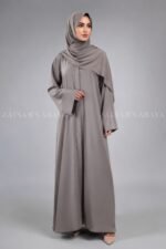 Nida Front Open Abaya Queen Style Embroidery on Back Side And Sleeves  - 0904 - Image 3