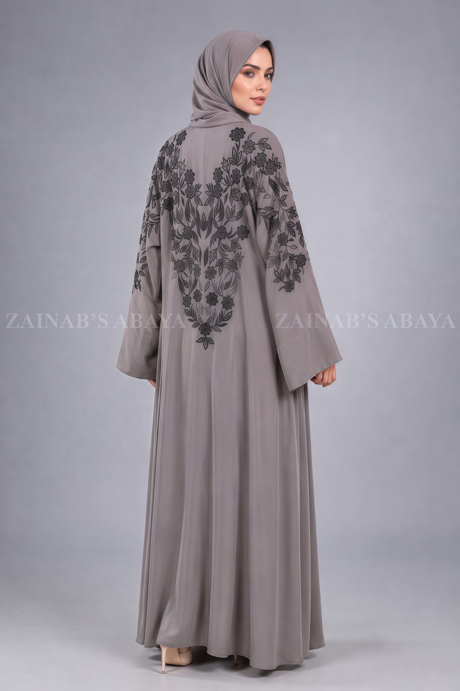 IMG_6783 Nida Front Open Abaya Queen Style Embroidery on Back Side And Sleeves - 0904 - Image 1