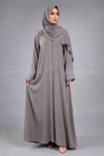 Nida Front Open Abaya Queen Style Embroidery on Back Side And Sleeves  - 0904 - Image 6