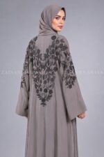 Nida Front Open Abaya Queen Style Embroidery on Back Side And Sleeves  - 0904 - Image 2