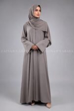 Nida Front Open Abaya Queen Style Embroidery on Back Side And Sleeves  - 0904 - Image 5